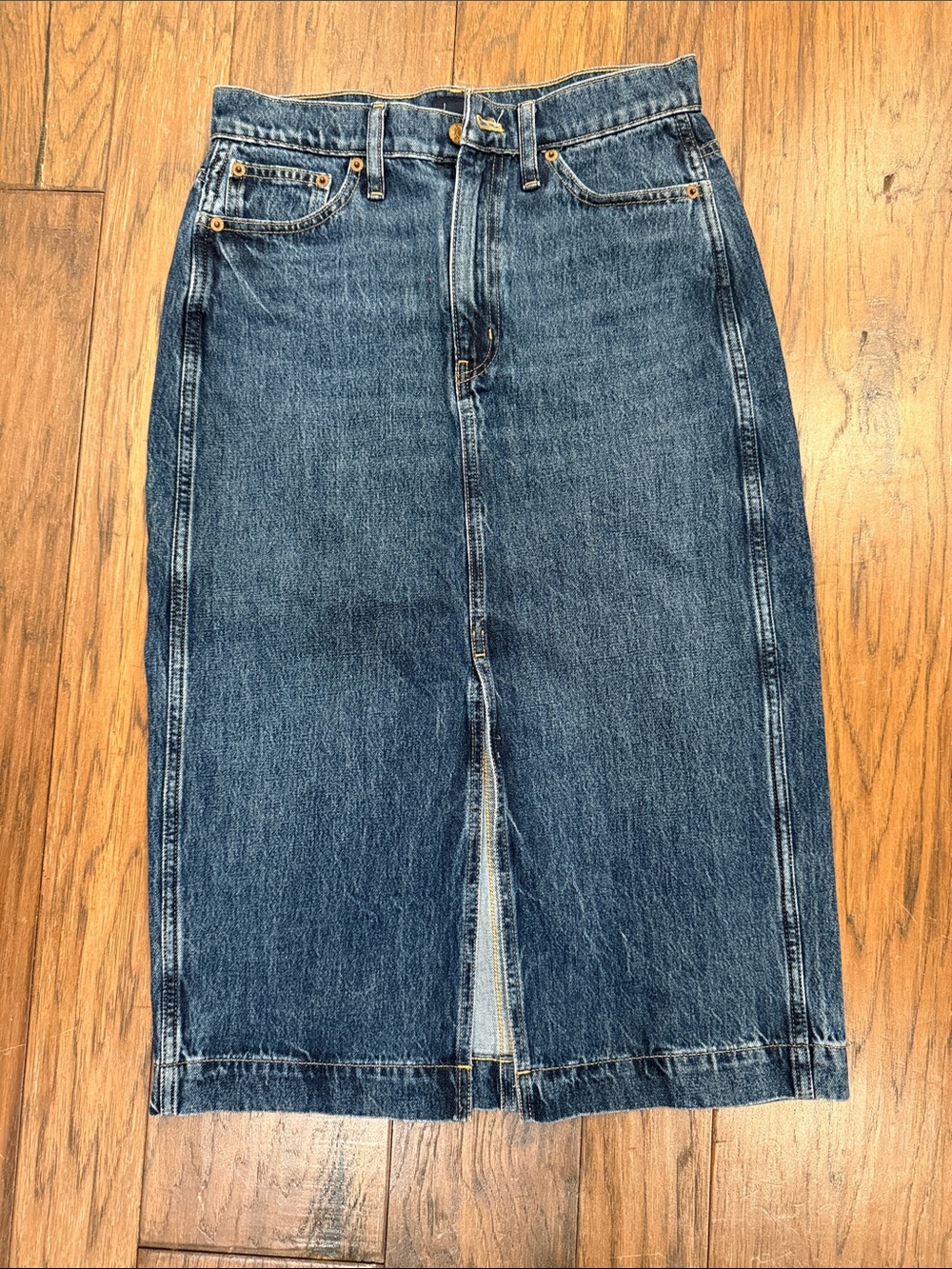 J. Crew Blue Denim Skirt with Front Slit